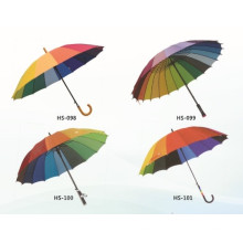 Auto Open Outside Regenbogen Druck Straight Umbrella (HS-098)